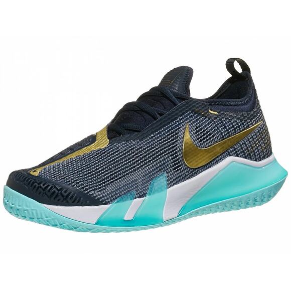 Nike Men 14 Obsidian Metallic Blue Gold Court React Vapor NXT Sneaker Athletic - Picture 1 of 15